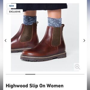 Birkenstock Highwood Slip On Boots in Chocolate Leather